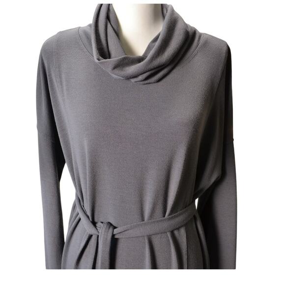 CAbi Cowl Neck Tunic Sweater Dress Blue Gray Long‎ Sleeve Neutral Staple Medium - Picture 2 of 9